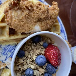 Chicken and Waffles comes with a choice of side. I forgot to take a picture of the yogurt before I started eating.