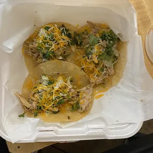 Pork green chilie tacos