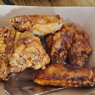 Stinging honey garlic and Jamaican jersey wings