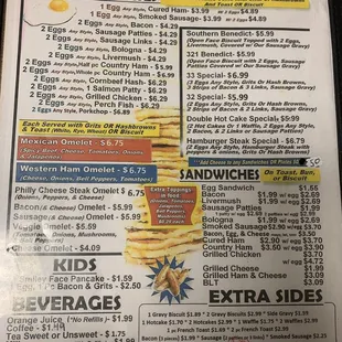 Breakfast menu