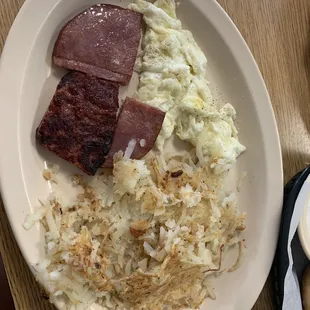 Cured Ham, Hash-browns and egg whites