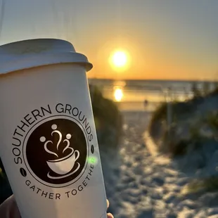 Sunrise at the beach--the best way to have your coffee