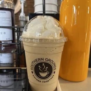 Frozen caramel latte w/ whip cream