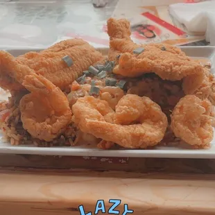 a plate of fried shrimp