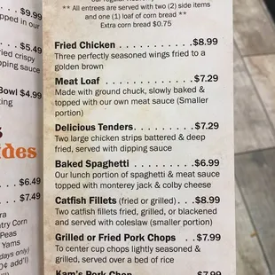the menu