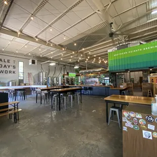 the interior of the brewery