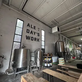 the interior of the brewery