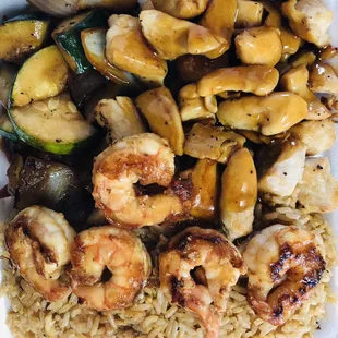 shrimp, zucchini, and rice