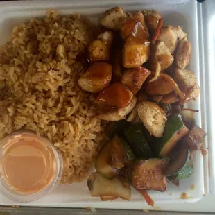 Chicken teriyaki with fried rice