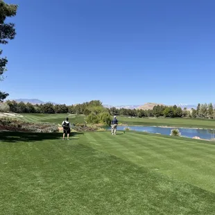 This is taken from the 4th tee box.  4 goes up the hill to the left.  Over the water is the double dogleg par 5 third hole.