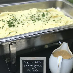 Garlic herb mashed potatoes and gravy