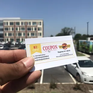 The business card is the coupon!