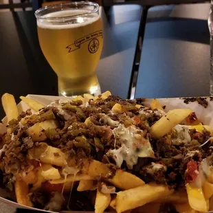 Meek Philly fries with some Strawberry Basil beer