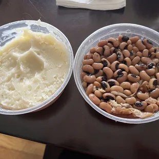 Garlic Mashed Potatoes Side and Blacked Eyes Peas With Smoked Turkey Side