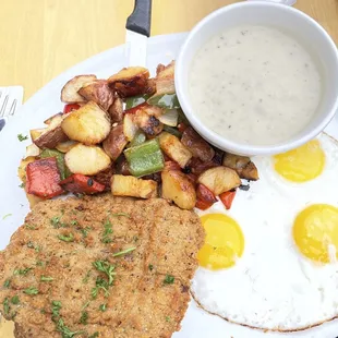 Chicken fried steak breakfast