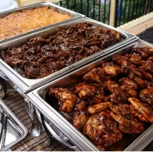 Bbq chicken,Ribs and mac and cheese