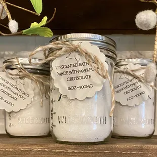 Unscented Bath Salts with 500mg of 99.9% pure CBD Isolate.