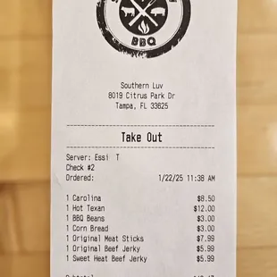 1-22-2025 Receipt - Yes, I spent $51.95 for lunch and it was worth it