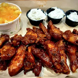 Smoked wings and Mac n Cheese.