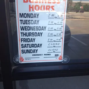 Updated store hours