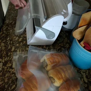 Preparing kolaches for an airline trip to Miami