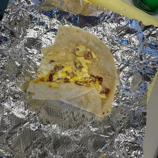 Bacon, egg, cheese taquito.