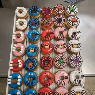 a variety of decorated donuts