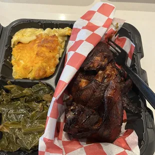B'more wings with Mac &amp; cheese &amp; collard greens