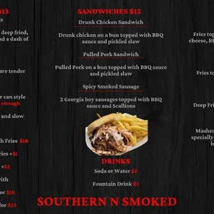 a menu for a restaurant