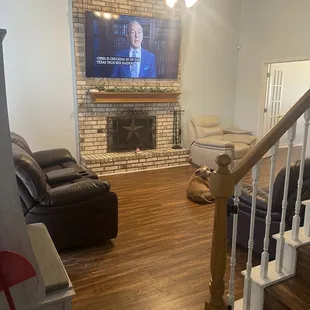 Living room was a horrible gold color so clean and beautiful