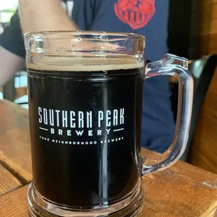 a mug of beer on a table