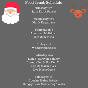 Food Truck Schedule 12/5/17