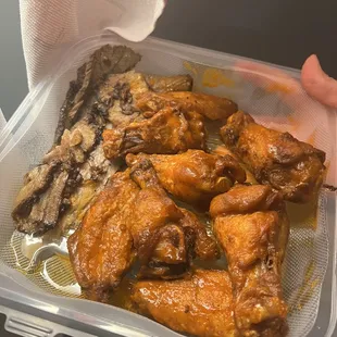 Smoked and Fried Wings, brisket