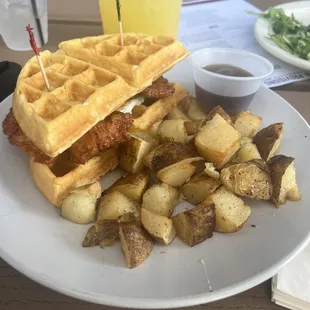Nashville Chicken and Waffle Sandwich