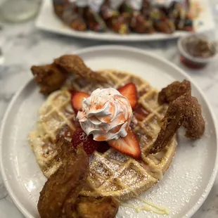 Strawberry cheesecake chicken and waffles