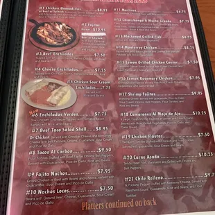 menu