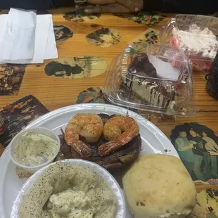 My filet mignon with two tiger shrimp sooo cute for Valentine's Day!!!