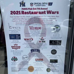 a sign for the 2021 restaurant wars