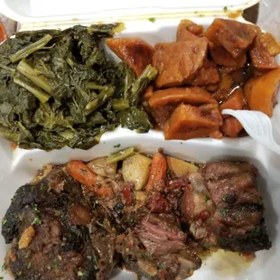 Oxtail Dinner, the juice spilled out but it was there, not gravy.