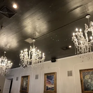 chandeliers in the back dining room