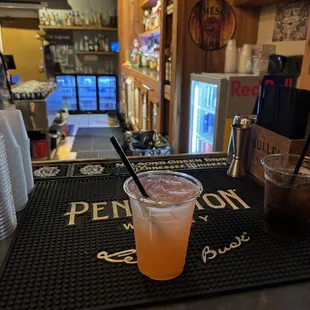 a drink on the bar