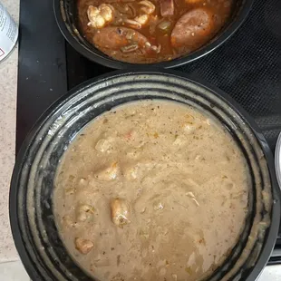 Gumbo (top) and crawfish ettouffee (bottom) delicious but not my favorite