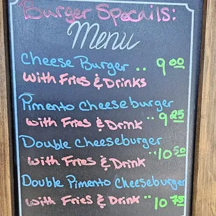 Burger specials