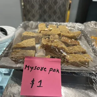 a display of a variety of desserts