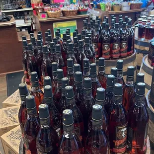 a display of bottles of bourbon