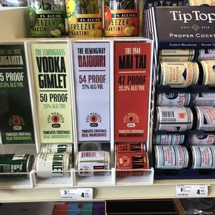 a display of various types of liquor