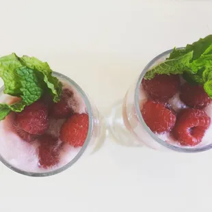 Raspberry mint sherbet mimosas!