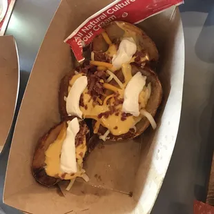 Loaded potato skins.