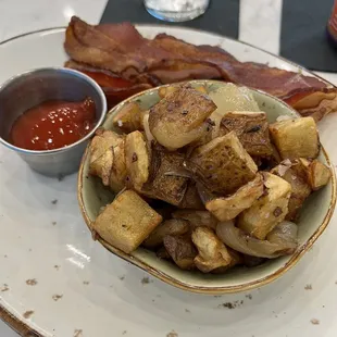 Sides - grilled potatoes and bacon