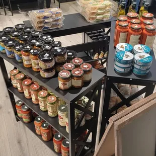 a display of canned food